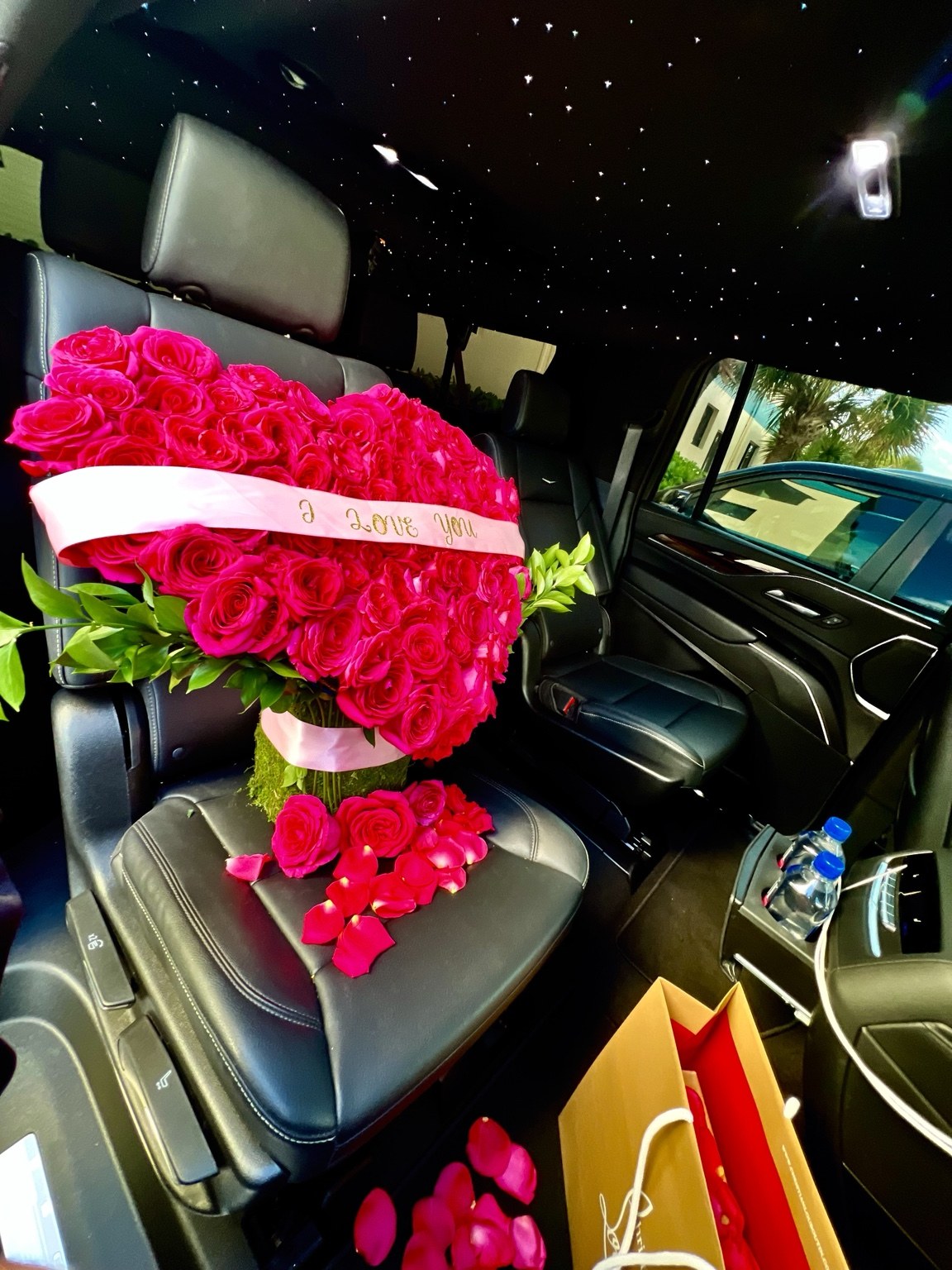 Escalade interior arranged with roses for a special occasion